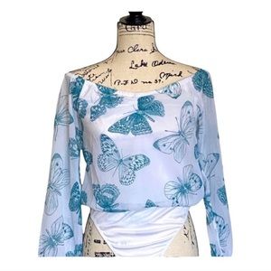 GUESS LOS ANGELES OFF the SHOULDER BUTTERFLY BODYSUIT